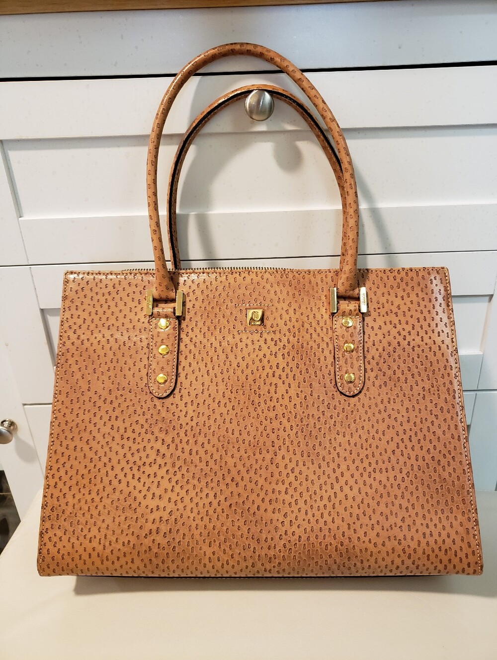 KEM Ostrich Embossed Genuine Leather Purse, Made In Greece, Vintage